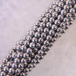 Magnetic hematite round loose beads - strand for jewellery making - 4mm - 39cm - silver
