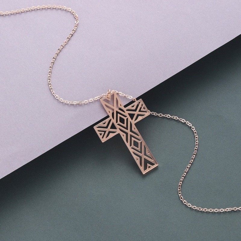 Hollow-out cross with necklace - stainless steelNecklaces