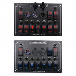 Rocker switch panel - 12V - 10-gang - LED - cigarette lighter - waterproof for car - boat - truckElectronics & Tools