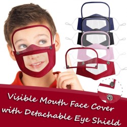 Kids face- mouth mask with detachable eye shield - visible mouth - reusable - washable