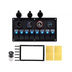 Electrónica & Herramientas8-gang panel de interruptor de roca - 12 - 24V - USB - LED - toma de luz de cigarrillo - impermeable