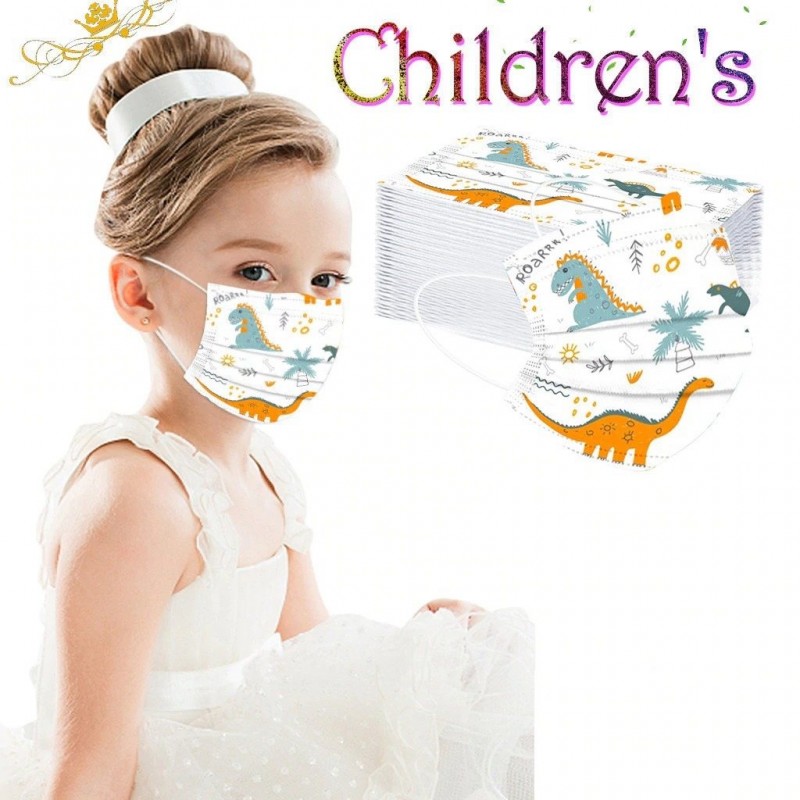 50 pieces - disposable antibacterial medical face mask - kids mouth mask - 3-layer - animal print
