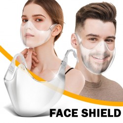 PM2.5 - protective transparent mouth / face mask - plastic shield - reusable