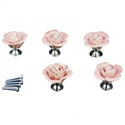 MueblesMangos de muebles en forma de rosa - cerámica - 5 piezas