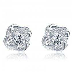 Exclusive small round earrings with crystals - 925 sterling silverEarrings