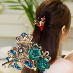 Pinzas de cabelloElegante clip de pelo con flores de cristal