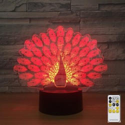 Luces & IluminaciónLámpara de pavo real - Colorful - 3D luz - control remoto
