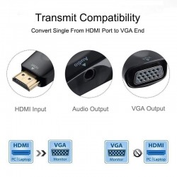DivisorAdaptador HDMI a VGA - separador masculino a femenino - 3.5 audio jack - cable convertidor