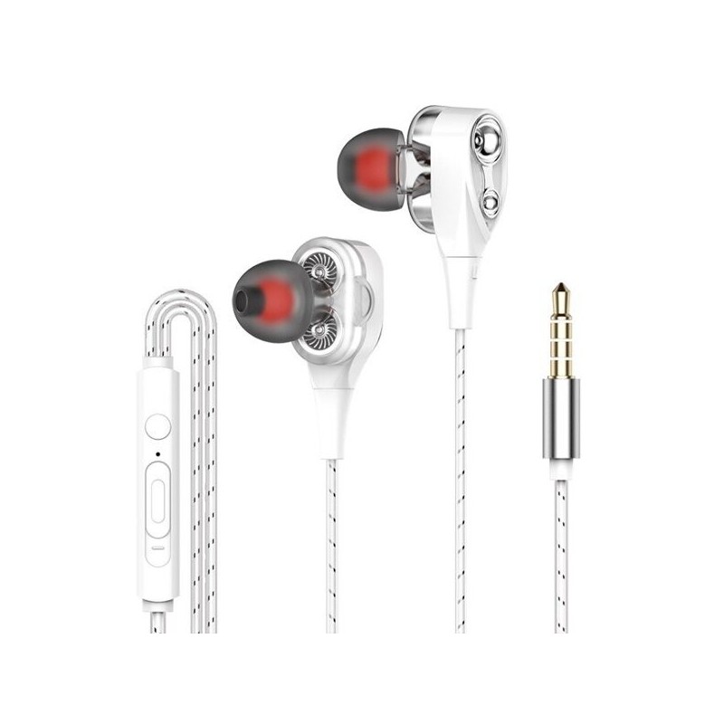 Wired in-ear headphones with microphone - dual drive bass - headsetEar- & Headphones