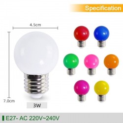 E27E27 3W AC 220V SMD 2835 - colorido bombilla LED RGB - 10 piezas