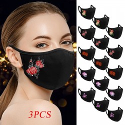 Mascarillas bucalesMáscara protectora facial / boca - reutilizable - algodón - flor de impresión - 3 piezas