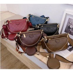 Leather handbag - crossbody - small clutch bag - detachable design - 3 pieces setSets