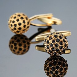 Golden ball with black crystals - cufflinks - 2 piecesCufflinks
