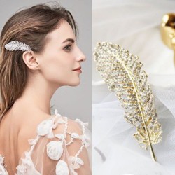 Pinzas de cabelloCrystal feather hair clip for women