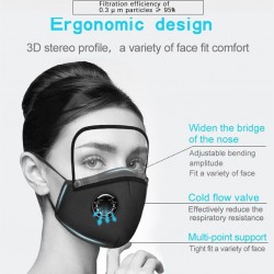 Mascarillas bucalesMáscara protectora de la boca - escudo de ojos de plástico desmontable - válvula de aire - filtro 2.5PM - ...