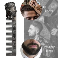 BarbaGentlemen styling comb - beard hair - metal - with bearded man emblem
