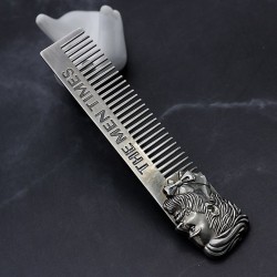 BarbaGentlemen styling comb - beard hair - metal - with bearded man emblem