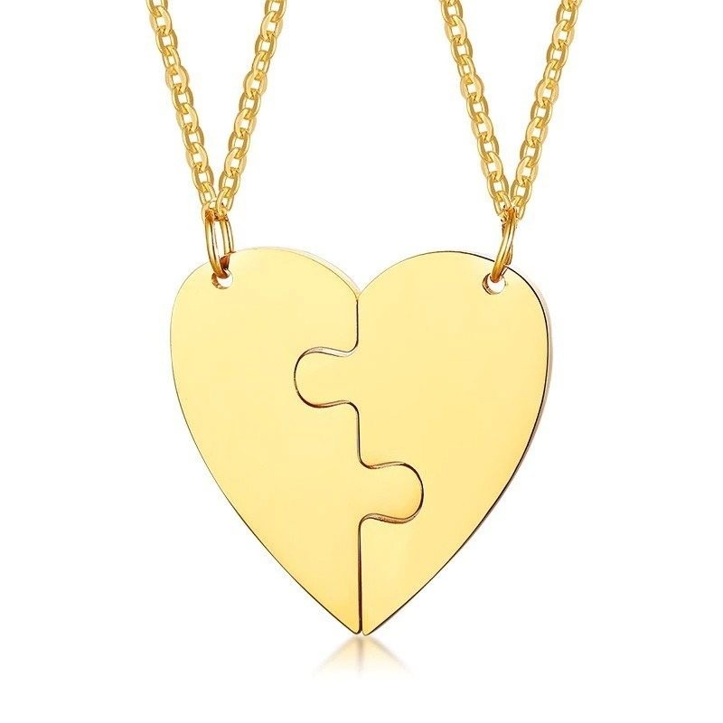 Heart pendant with necklace - custom made engraved name - 2 piecesNecklaces Heart pendant with necklace - custom made engraved name - 2 piecesNecklaces
