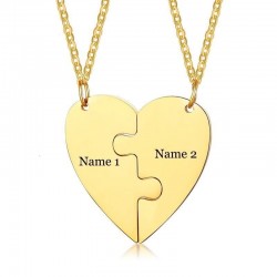 Heart pendant with necklace - custom made engraved name - 2 piecesNecklaces