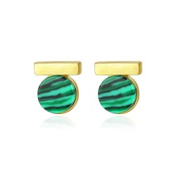 Aretes925 sterling silver - solid stud earrings - malachite
