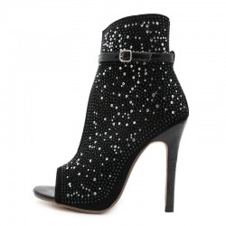 PumpsBlack laced up glitter heels - with an ankle strap