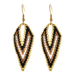 AretesBohemian style - V-shaped - drop earrings - with bead decoration