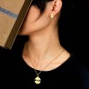 Necklace & earrings - gold jewellery set - with V-letterNecklaces