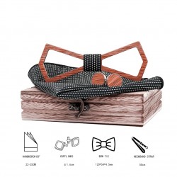 Pajaritas y corbatasHollow vintage wooden neckties - with cufflinks