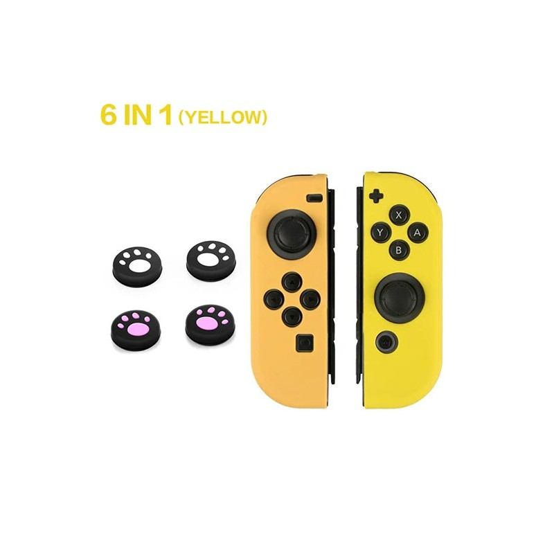 Nintendo Switch controller silicone case - 6 in 1 - with thumb stick cover - cat claw printSwitch