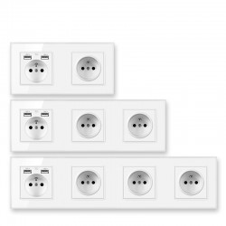 Accesorios de iluminaciónElectrical wall power socket usb - crystal glass  - french design