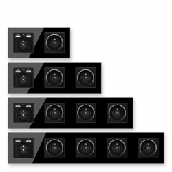 Accesorios de iluminaciónElectrical power socket usb - black cyrstal glass - french design