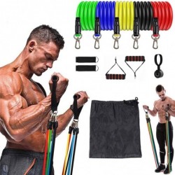 EquipoElastic resistance rubber workout band set - fitness -  exercise training equipment - 11 pieces