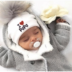 Gorras y sombrerosI Love Mama & Papa - gorro de algodón cálido con pompón - para recién nacidos / niños