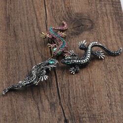 BrochesVintage brooch for women - lizard - with crystal decorations