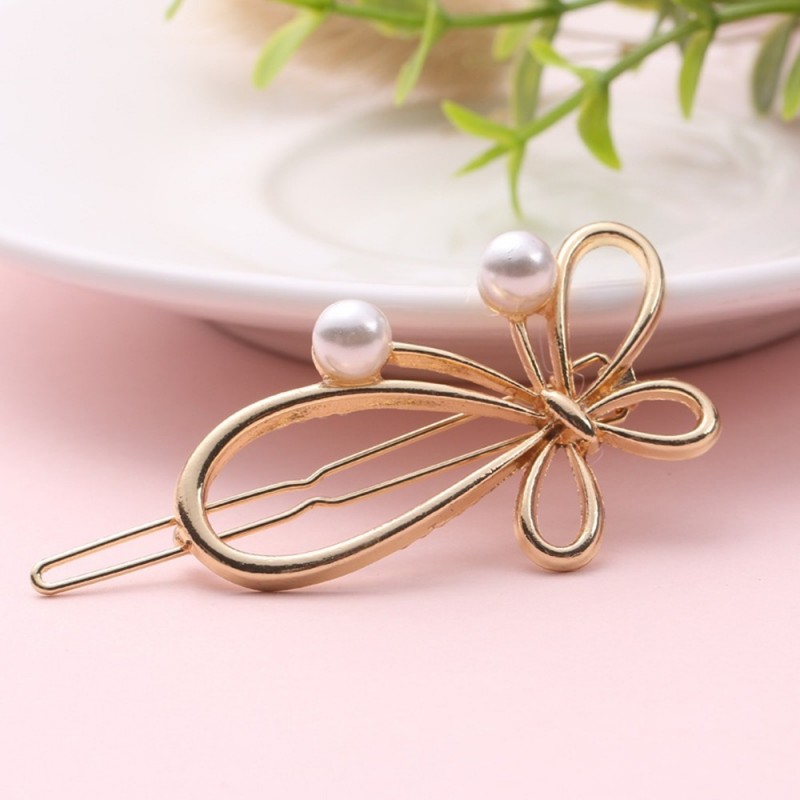 Pinzas de cabelloBow-knot butterfly - metal hair clip - with pearl decorations