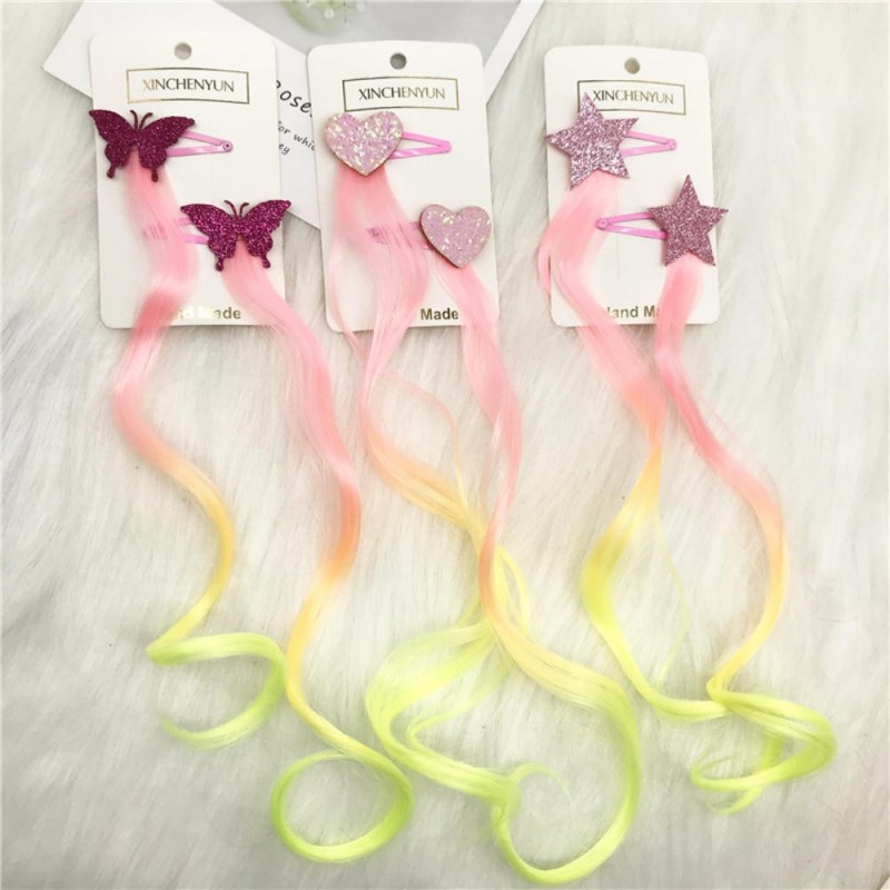 PelucaGradient colorful hair extensions - star / heart / butterfly - with metal clip