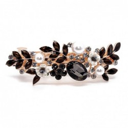 Elegant hair clip with black crystal flowersHair clips