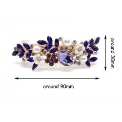Pinzas de cabelloLuxury purple crystal hair clip for women - floral leaf design with diamant
