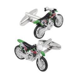 Fashionable cufflinks with green motorcycleCufflinks
