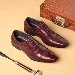 ZapatosLeather snake skin shoes for men - with laces / heel