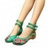 Chinese style sandals - canvas shoes with buckle - embroidered hibiscus flowersSandals