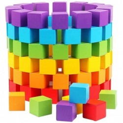 De madera30Pcs/lot 2X2CM Wooden Colorful Cubes Building Blocks Toy for Children Educational Wood Squares Dice Board Game Bloc...