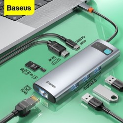 HubBaseus 8 in 1 Type C HUB USB C HUB to HDMI RJ45 SD Reader PD 100W Charger USB 3.0 HUB For MacBook Pro Air Dock Station Spl...