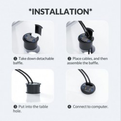 Desktop grommet - USB 3.0 HUB type-C - high speed splitter - with SD / TF / headphone / microphone adapter - for PCHubs