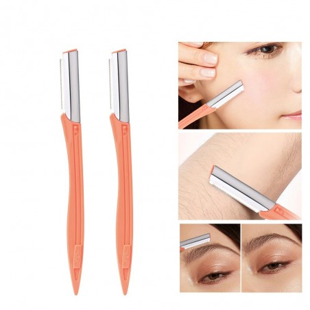 OjosOT&T 2pcs Eyebrow Shaver Eyebrow Trimmer Shaper Makeup Knife Portable Facial Hair Remover Blade Razor Eyebrow Razor For W...
