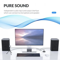 Desktop grommet - USB 3.0 HUB type-C - high speed splitter - with SD / TF / headphone / microphone adapter - for PCHubs