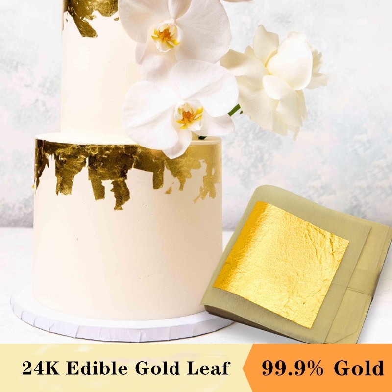 Utensilios para hornearEdible gold leaf sheets - 24k gold foil - for cake decoration - cooking - drink - desserts - food