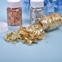 Esmalte de uñasGold leaf flakes - silver confetti - DIY - crafts -  art - one bottle