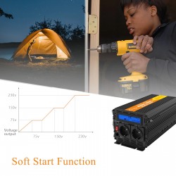 SolarPure sine wave power converter - remote control - LCD display - solar inverter - DC 24V to AC 220V - 1500W