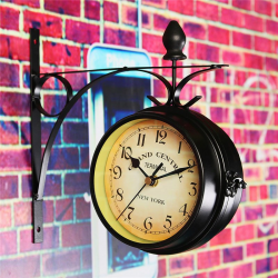 RelojesVintage - retro - reloj redondo de doble cara - montado en la pared